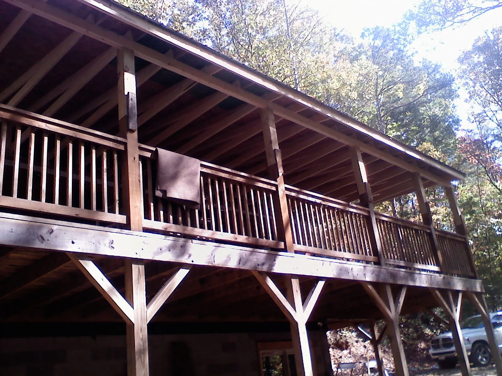 Timber framing under a new elevated porch and deck — Roof Leak Repair in Belle Mead by Roofing Brothers